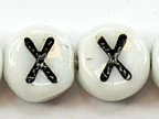 (image for) 6mm White Glass Letter Bead - "X" - 100 Pack