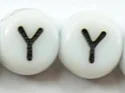 (image for) 6mm White Glass Letter Bead - "Y" - 100 Pack