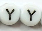 (image for) 6mm White Glass Letter Bead - "Y" - 100 Pack