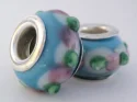 (image for) European Style Bead-Light Blue with Pink and Green Dots