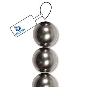 (image for) Preciosa Maxima Crystal Pearls-4mm Dark Grey * 31 Bead Strand