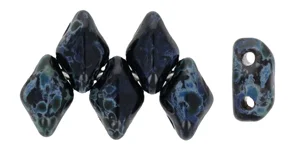(image for) Czech Mini GemDuo - Jet Opaque Picasso. 6mm x 4mm * 10 Grams