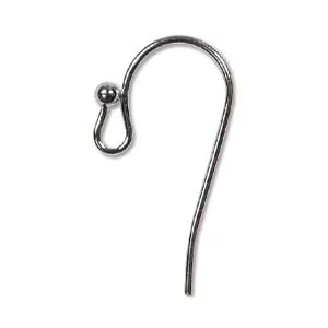 (image for) Black Oxide Finish - Ear Wire with 2mm Ball End * 6 Pairs
