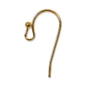 (image for) Gold Plate - Fish Hook Ear Wire with 2 mm Ball End * 12 Pieces ( 6 pairs)