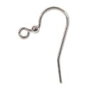 (image for) Silver Plate - Fish Hook Ear Wire with 2mm Bead * 25 mm, 6 Pairs