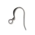 (image for) Antique Silver Plate - Hammered Fish Hook Ear Wire 18 mm with Coil * 12 Pieces ( 6 pairs)