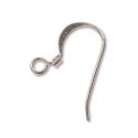(image for) Silver Plate - Hammered Fish Hook Ear Wire 18 mm with Coil * 12 Pieces ( 6 pairs)