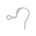 (image for) Silver Plate - Hammered Fish Hook Ear Wire 16 mm with Coil * 12 Pieces ( 6 pairs)