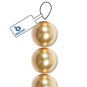 (image for) Preciosa Maxima Crystal Pearls. 10mm Gold * 12 Bead Strand