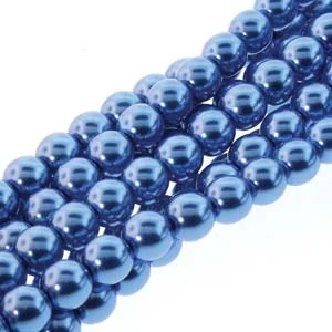 (image for) Czech Glass 4mm Round-Glass Pearls, Persian Blue  * 120 Bead Strand