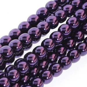 (image for) Czech Glass 4mm Round-Glass Pearls, Purple  * 120 Bead Strand #PRL04-70038