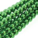 (image for) Czech Glass 4mm Round-Glass Pearls, Xmas Green  * 120 Bead Strand