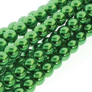 (image for) Czech Glass 4mm Round-Glass Pearls, Xmas Green  * 120 Bead Strand