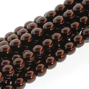 (image for) Czech Glass 6mm Round-Glass Pearls, Bronze  * 75 Bead Strand