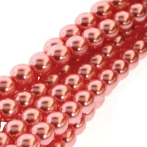 (image for) Czech Glass 4mm Round-Glass Pearls, Salmon  * 120 Bead Strand