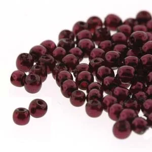(image for) Czech Glass 2mm Round-Glass Pearls, Eggplant * 150 Bead Strand
