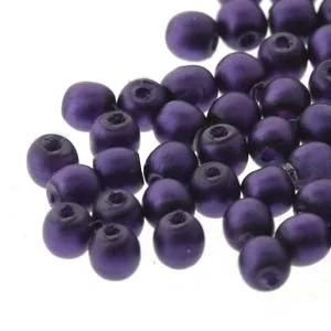 (image for) Czech Glass 2mm Round-Glass Pearls, Matte Purple * 150 Bead Strand