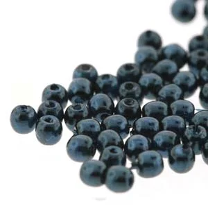 (image for) Czech Glass 2mm Round-Glass Pearls, Montana * 150 Bead Strand