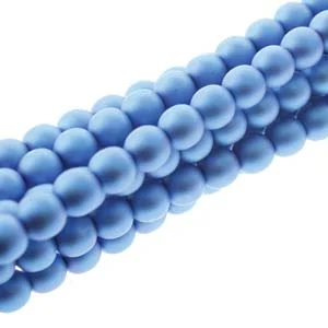 (image for) Czech Glass 4mm Round-Glass Pearls, Matte Persian Blue  * 120 Bead Strand