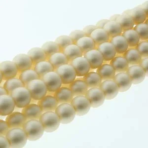 (image for) Czech Glass 6mm Round-Glass Pearls, Matte Cream * 75 Bead Strand