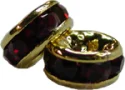 (image for) 4mm Gold Plate Rhinestone Rondelle-Siam-100 pack