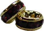 (image for) 4mm Gold Plate Rhinestone Rondelle-Siam-100 pack