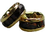 (image for) 4mm Gold Plate Rhinestone Rondelle-Smoked Topaz-100 pack