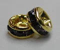 (image for) 4mm Gold Plate Rhinestone Rondelle-Tanzanite-100 pack
