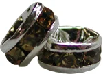 (image for) 4mm Silver Plate Rhinestone Rondelle-Light Colorado Topaz-100