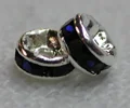 (image for) 4mm Silver Plate Rhinestone Rondelle-Montana Blue-100 pack