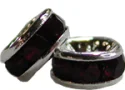 (image for) 4mm Silver Plate Rhinestone Rondelle-Siam-100 pack