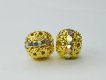 10mm Rhinestone Round Bead-Gold/Crystal AB * 10 Pack (image for) 10mm Rhinestone Round Bead-Gold/Crystal AB * 10 Pack