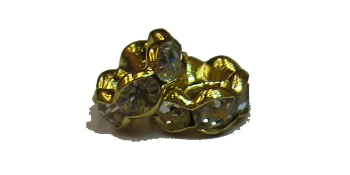 (image for) 6mm Rhinestone Rhondelle - Gold/Crystal Scalloped - 10 Pack