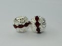 (image for) 10mm Rhinestone Round Bead-Silver/Siam * Package of 10