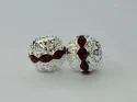 (image for) 10mm Rhinestone Round Bead-Silver/Siam * Package of 10