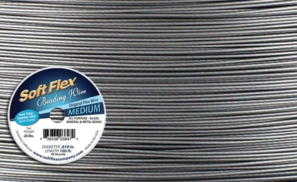 (image for) SoftFlex Beading Wire - Medium Satin Silver .019, 10 Foot Spool