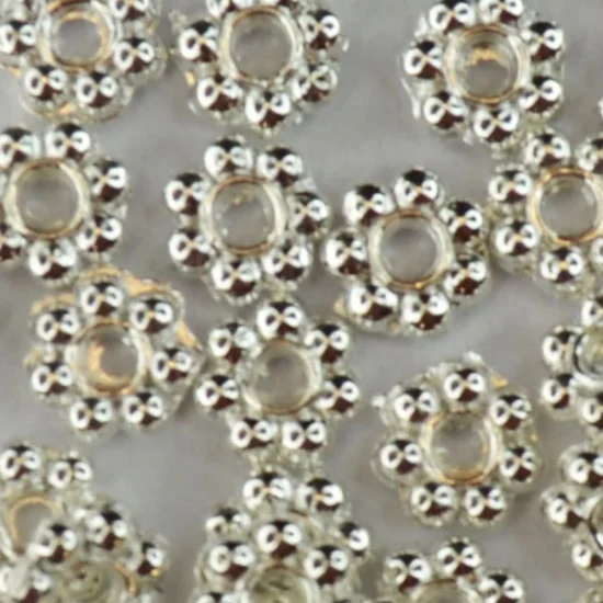 (image for) Silver Plate - 7 Dot Bali Style Spacer Beads *100 Beads
