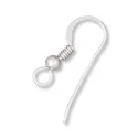 (image for) Sterling Silver-Ear Wire Flat with 3mm Bead + Coil, 22mm * One Pair