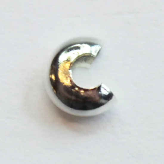 (image for) Silver Plate - 3mm Crimp Bead Covers * Package of 12
