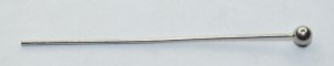 Stainless Steel - 44x.07mm Headpin with 3mm Ball-100pk (image for) Stainless Steel - 44x.07mm Headpin with 3mm Ball-100pk