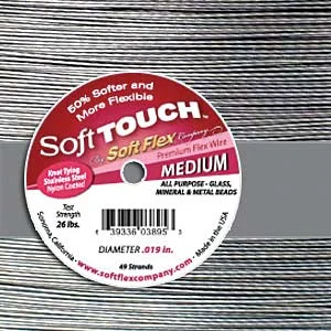 (image for) Soft Touch Premium Beading Wire-Medium- Satin Silver * 10 Foot Spool