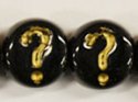 (image for) 6mm Black Glass Letter Bead - "?" - 50 Pack