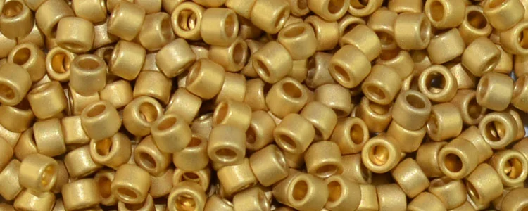 (image for) TOHO Aiko Precision Cylinder Bead. Light Gold Metallic Matte (Single Dipped 24k Gold Plating) TB-715F
