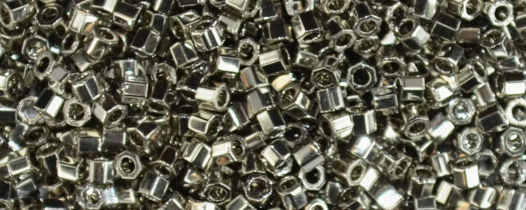 (image for) TOHO Aiko Hexagon Precision Cylinder Bead. Nickel Metallic TBC-713