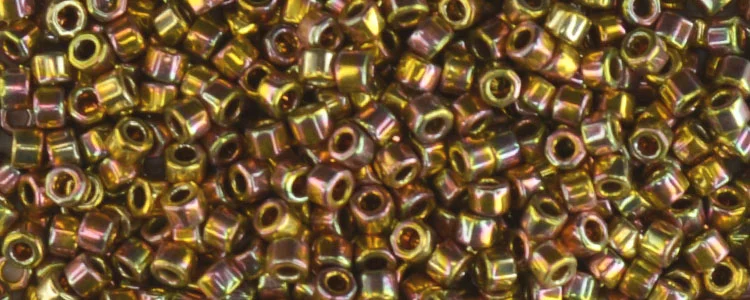 (image for) TOHO Aiko Hexagon Precision Cylinder Bead. Rose-Green 24k Gold Metallic TBC-722