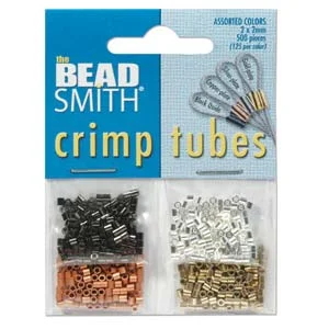 (image for) Crimp Tubes - 4 Assorted Color Finishes 2 x 2 mm * 500 Pieces