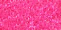 (image for) TOHO 11/o Demi Precision Round Seed Bead, Neon Pink lined Crystal Matte, color # 11TD-971