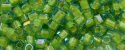 (image for) TOHO 2mm Cube Shape Seed Beads-Lime Green Lined Aqua Transparent