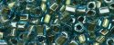 (image for) TOHO 2mm Cube Shape Seed Beads-Metallic Green Line Aqua Transparent