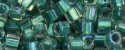 (image for) TOHO 3mm Cube Shape Seed Beads-Teal Lined Crystal Rainbow